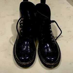 Doc Martens black multi glitter combat boots